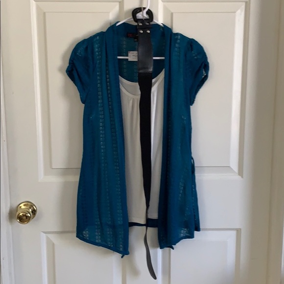 NWT HeartSoul Layered Top with Black Belt - Picture 2 of 9